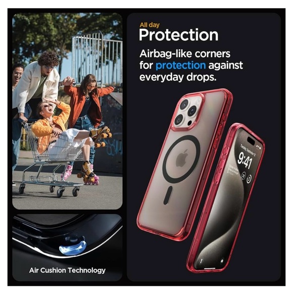 Spigen Ultra Hybrid MagFit Designed - iPhone 15 Pro Case - Deep Red - Picture 3 of 10